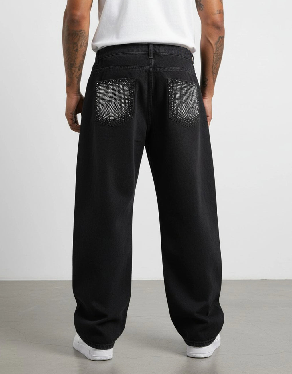 Baggy Fit Rhinestone Jeans - MEGASTORES