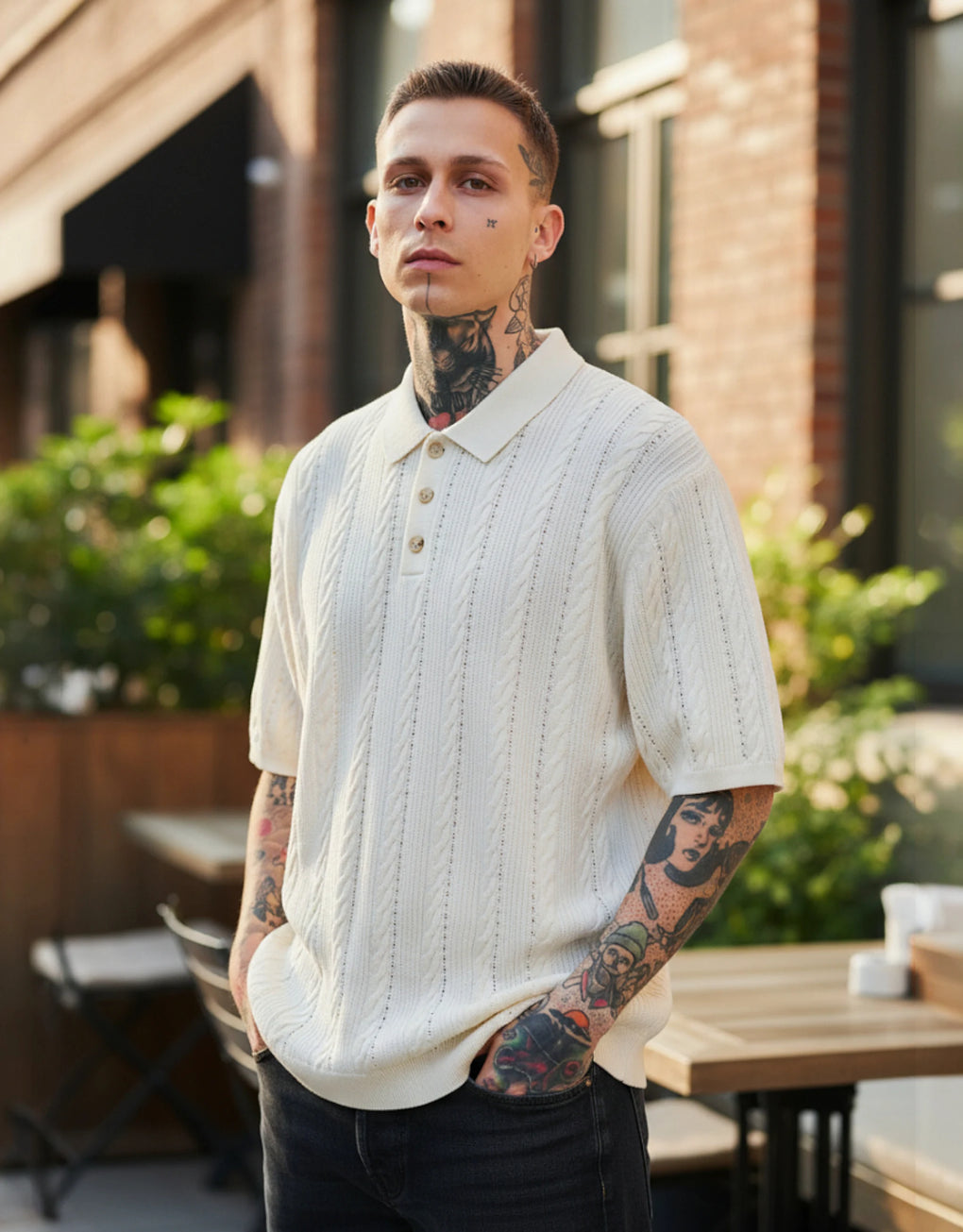 Πλεκτό oversized μπλουζάκι - MEGASTORES