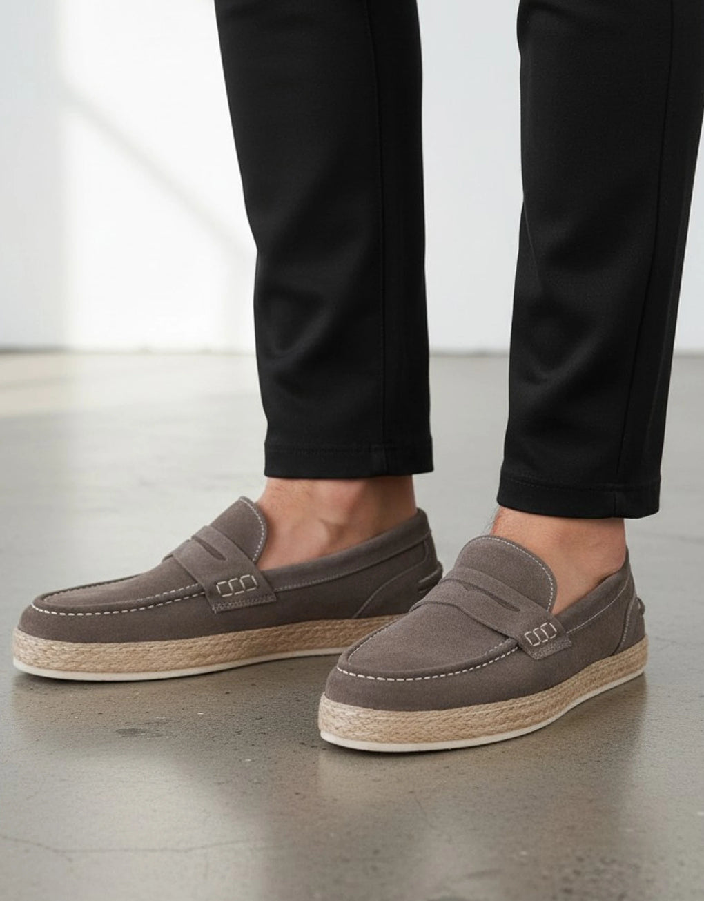 Suede Loafer Espadrilles