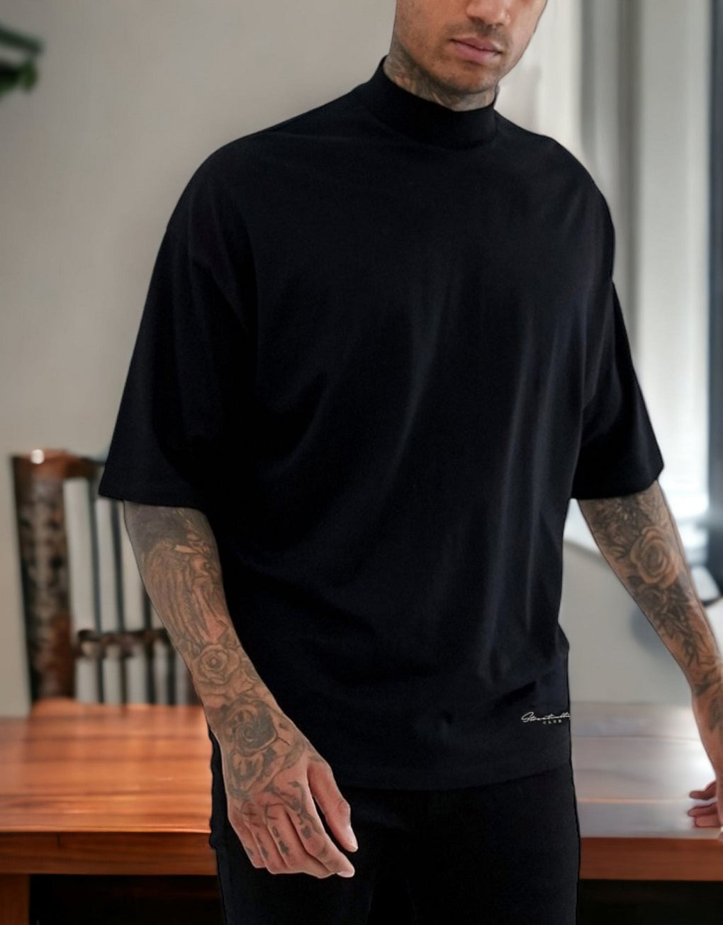 High Neck Oversized Tee - MEGASTORES