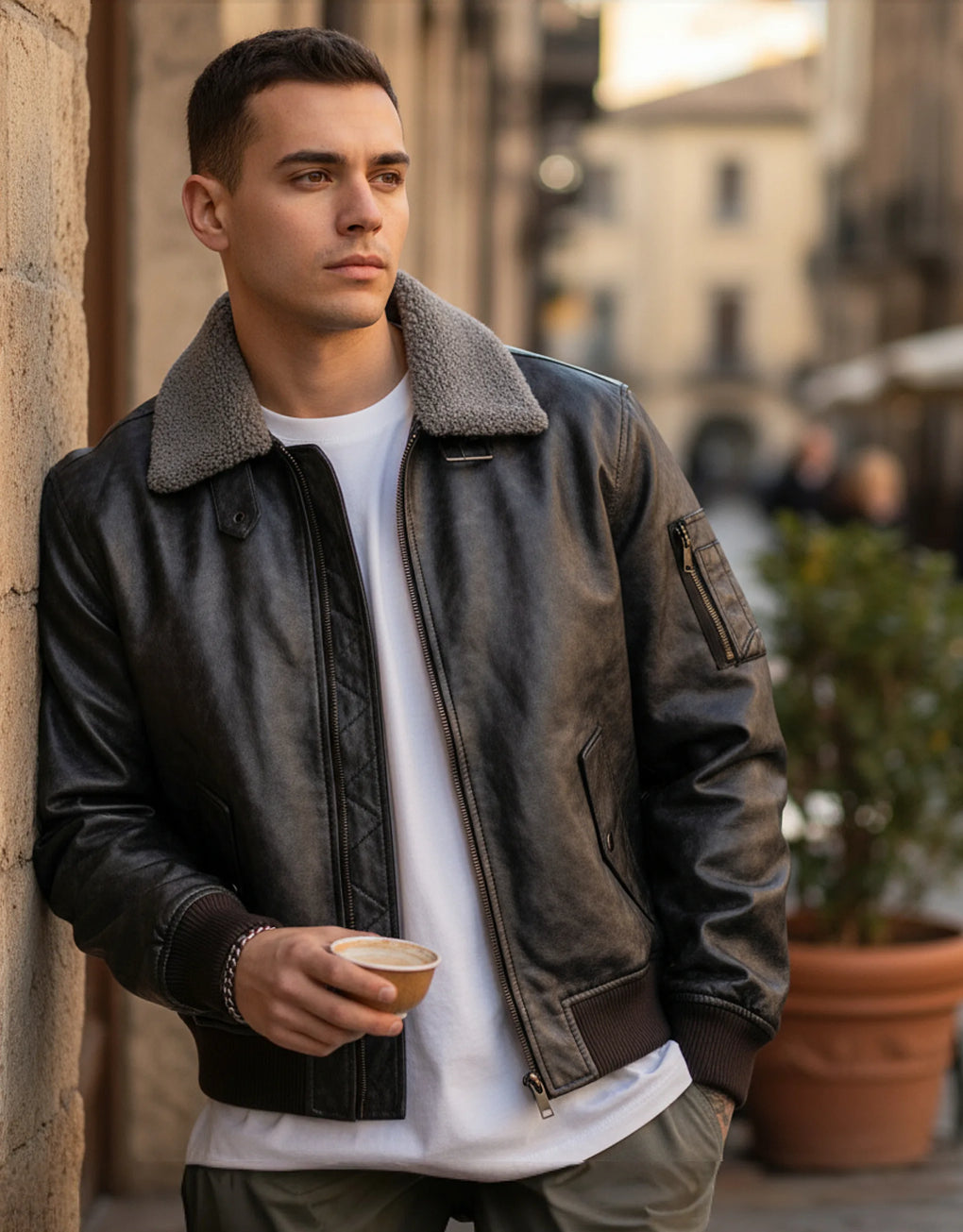 Faux Leather Oversized Jacket