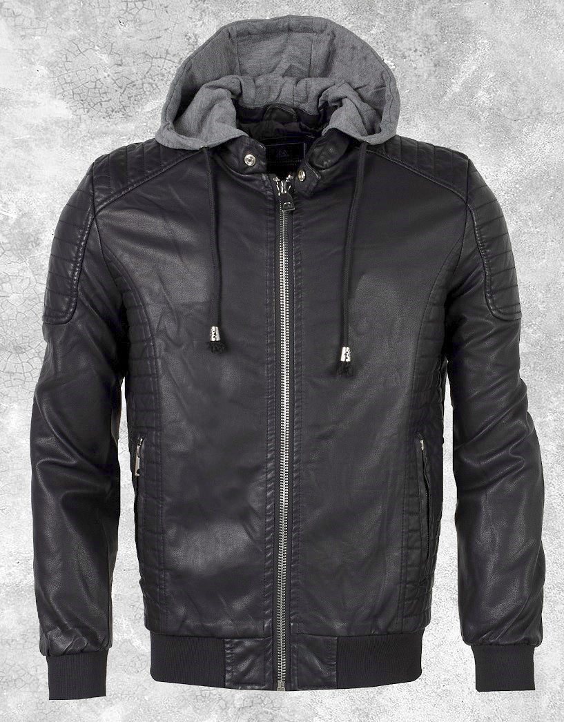 Faux Leather Jacket Hood